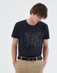 Tee-shirt marine visuel boussole Homme-2