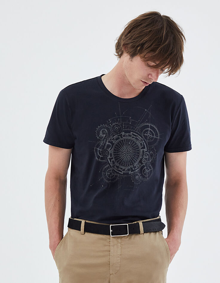 Tee-shirt marine visuel boussole Homme-2