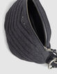 Women’s navy flannel and leather mix 1440 waist bag-4