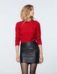 Women’s red Aran knit sweater with wool-2