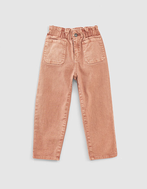 Girls’ dusty pink paperbag jeans - IKKS