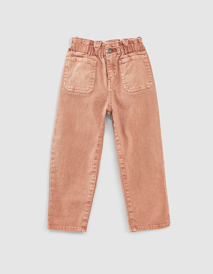 Paper bag jeans dusty rose meisjes-1