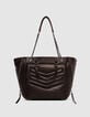 Braune Cabas-Tasche 1440 Leder Seiten-Zips Größe L Damen-1 Braune Cabas-Tasche 1440 Leder Seiten-Zips Größe L Damen-1
