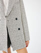 Manteau imprimé chevron en coton double boutonnage femme-4