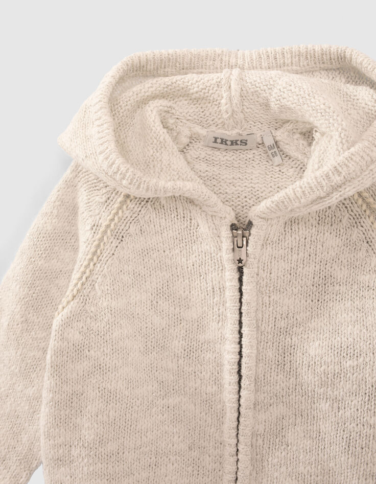 Cardigan blanc cassé tricot pailleté bébé fille-4