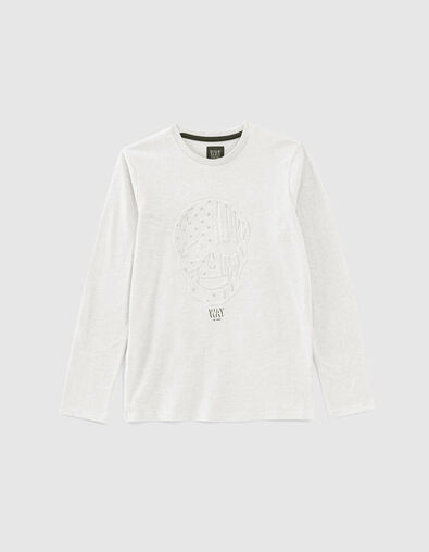 Gem&ecirc;leerd middengrijs T-shirt reli&euml;f-doodshoofd jongens  - IKKS