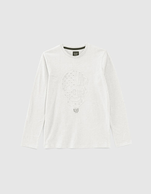 Camiseta gris jaspeado medio calavera en relieve niño 