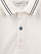 Baby boys’ white polo shirt with navy striped collar-5