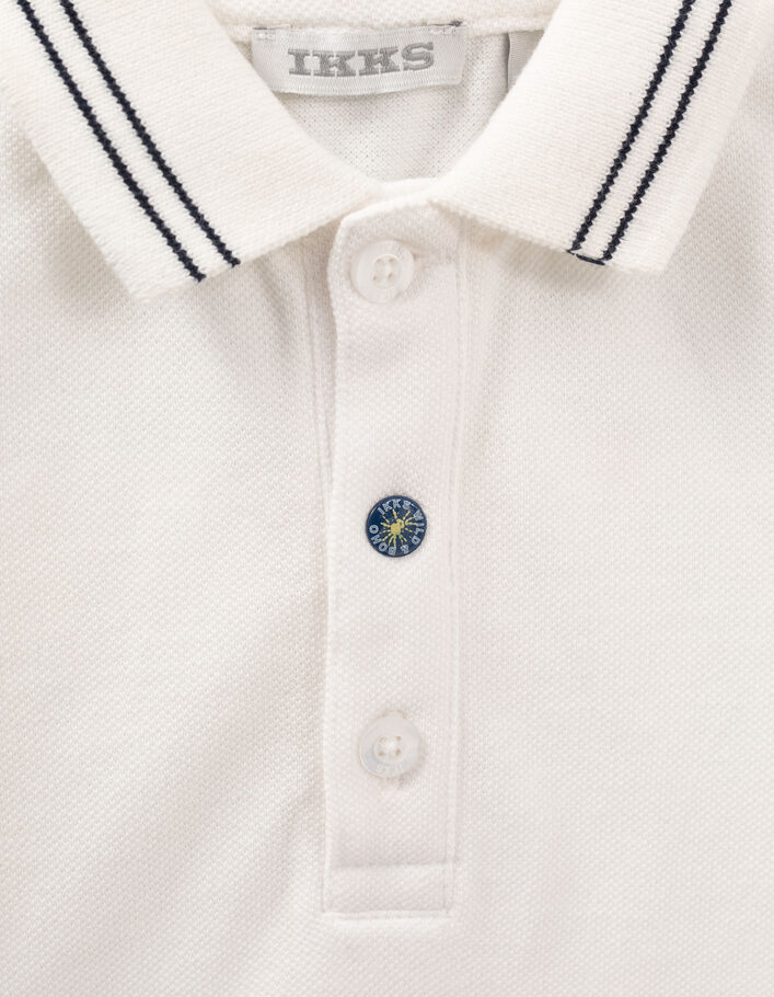 Baby boys’ white polo shirt with navy striped collar - IKKS