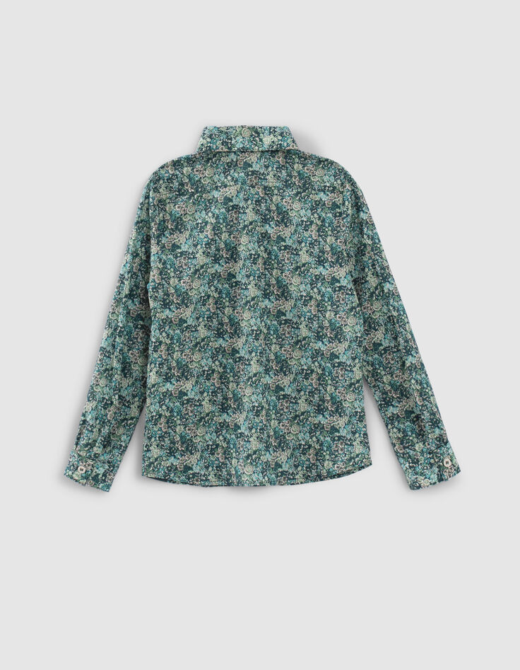 Boys’ turquoise flowery Liberty fabric shirt-2