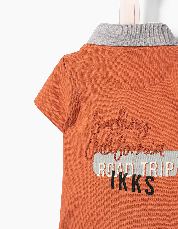 Polo terracota con cuello efecto óptico bebé niño-5