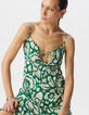 Robe longue verte imprimé maxi tropical Femme-6