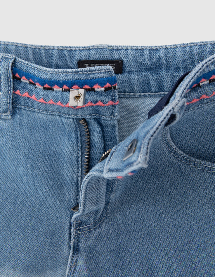Jeansshort deep dye waterless geborduurde taille meisjes-5