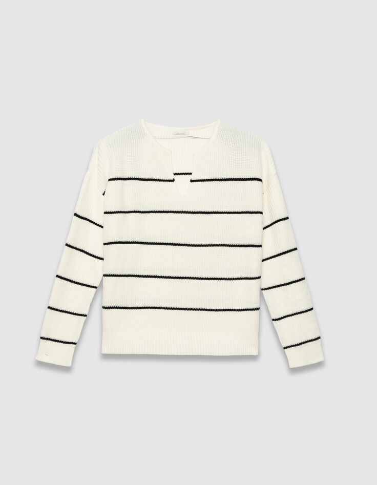 Oversized gebreide matrozentrui zwarte strepen Dames-5