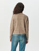 Beiger Damen-Strickpulli Lochmuster-3