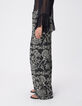 Zwarte wijde pantalon met bloemenprint voor dames-5