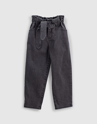 Girls’ back worn-out paper bag jeans with fixed belt - IKKS