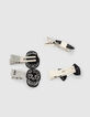 Barrettes noir, blanc et argent fille-3