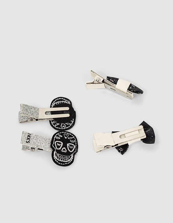 Girls’ black, white and silver snap hair clips - IKKS