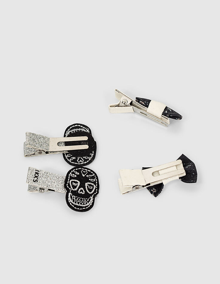 Barrettes noir, blanc et argent fille-3 Barrettes noir, blanc et argent fille-3