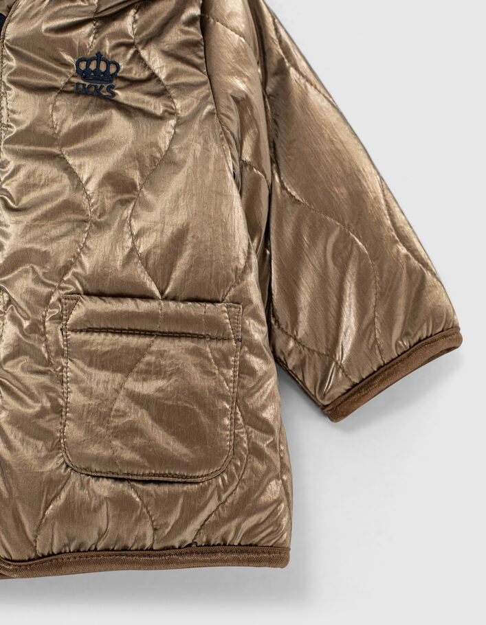 Baby girls’ gold & navy fur-lined reversible padded jacket - IKKS