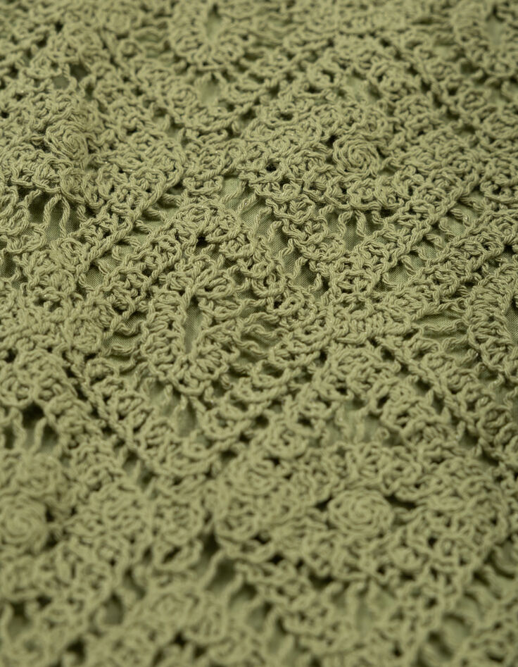 Dames-top in groen biologisch katoen met gehaakte polokraag-8