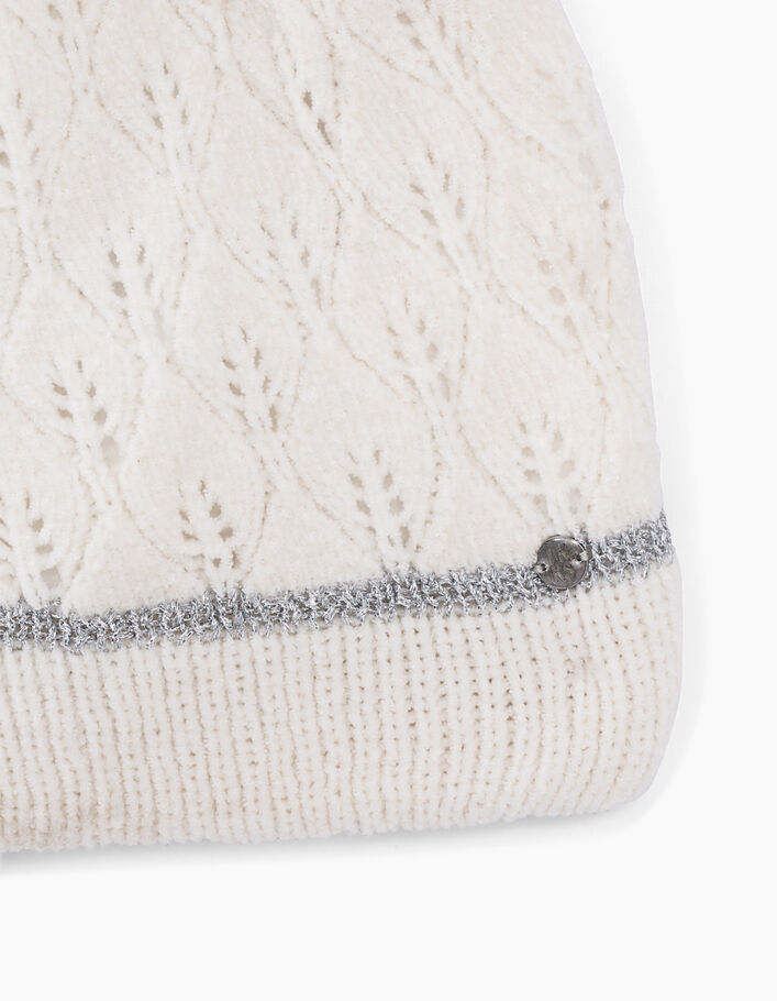 Girls’ off-white openwork knit beanie - IKKS