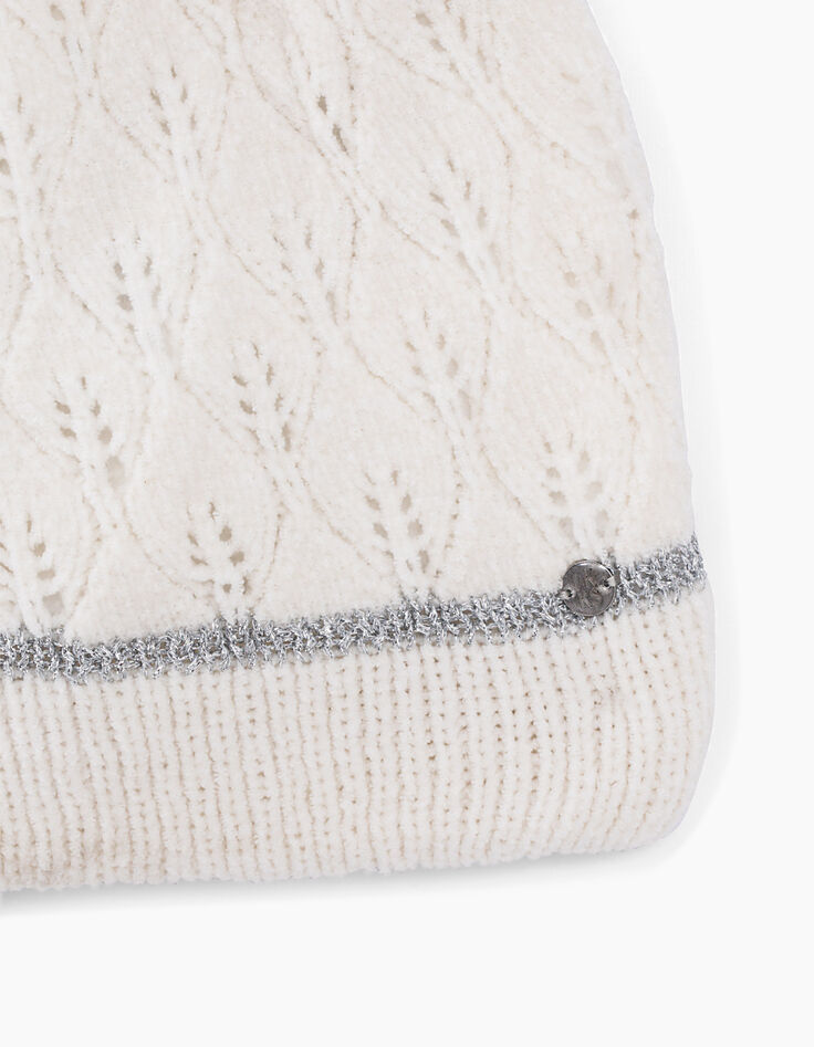 Gorro blanco roto punto calado niña-5 Gorro blanco roto punto calado niña-5