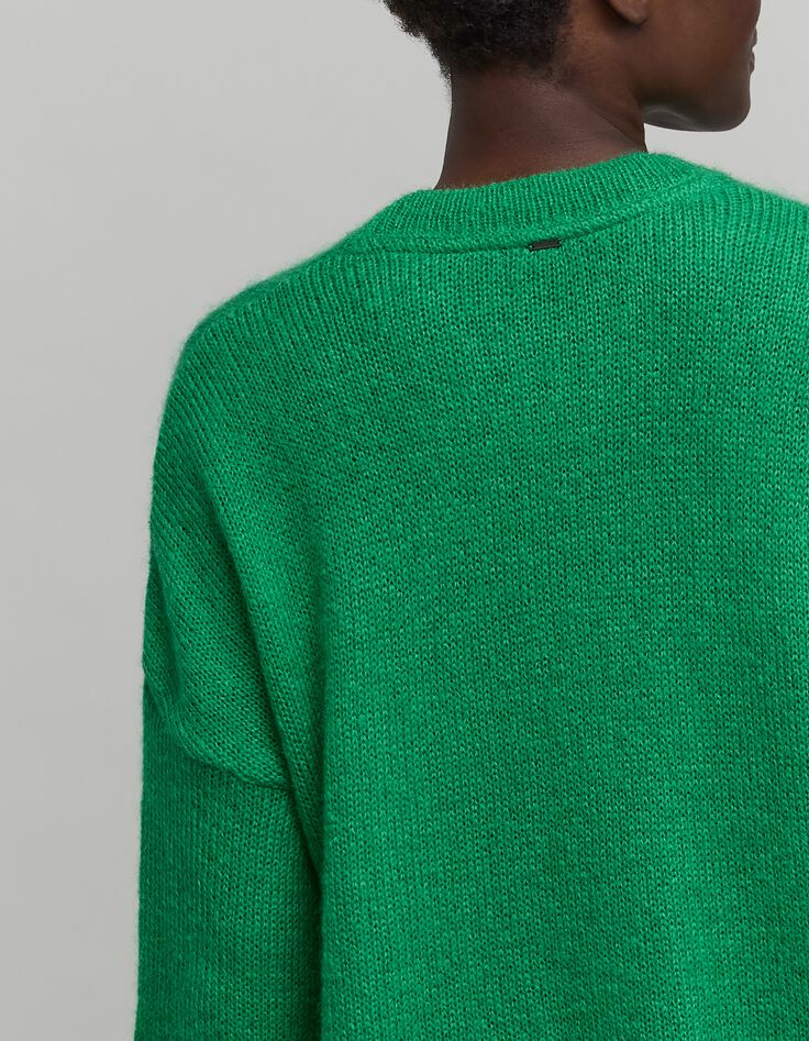 Jersey oversize pretejido verde de mujer-5