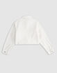 Veste en jean blanc frangé cropped fille-4