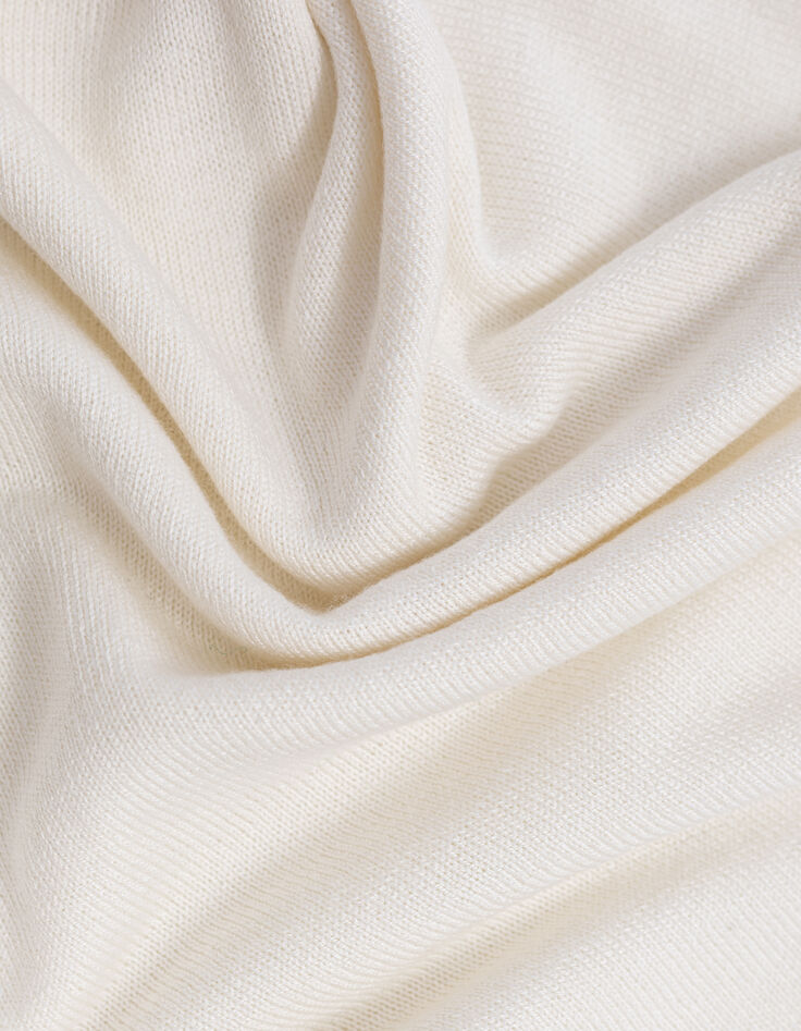 Jersey cuello joya de punto crudo para mujer-3