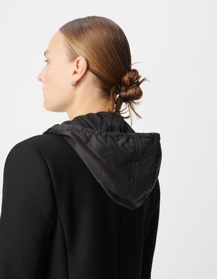 Manteau drap de laine à capuche femme IKKS