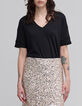 Schwarzes Damen-T-Shirt mit Schmuckkragen-2