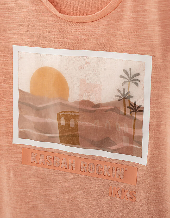 Girls' pale pink desert graphic T-shirt - IKKS