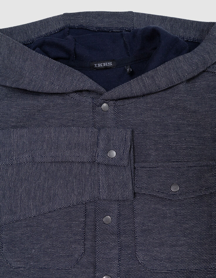 Boys’ navy decorative knit hooded overshirt-5 Boys’ navy decorative knit hooded overshirt-5