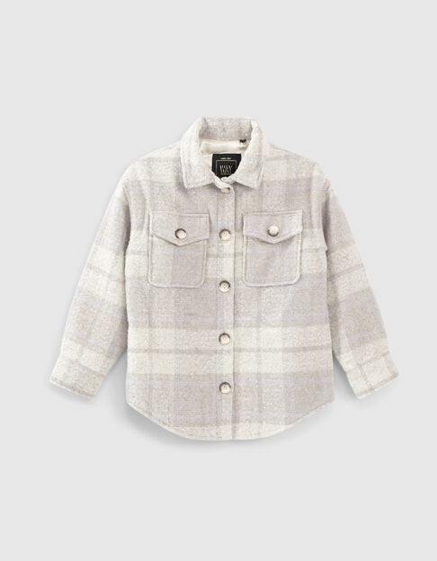 Vanille overshirt geruite wollen stof meisjes - IKKS