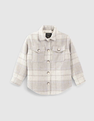 Girls’ vanilla wool check overshirt jacket - IKKS