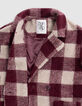 Girl's burgundy wool plaid coat-5 Girl's burgundy wool plaid coat-5