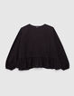 Girls’ black buttoned wide blouse with peplum-3