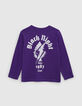 Violettes Jungen-T-Shirt mit Motiven vorne und hinten-4
