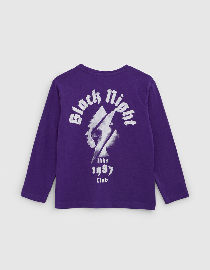 Violettes Jungen-T-Shirt mit Motiven vorne und hinten-4