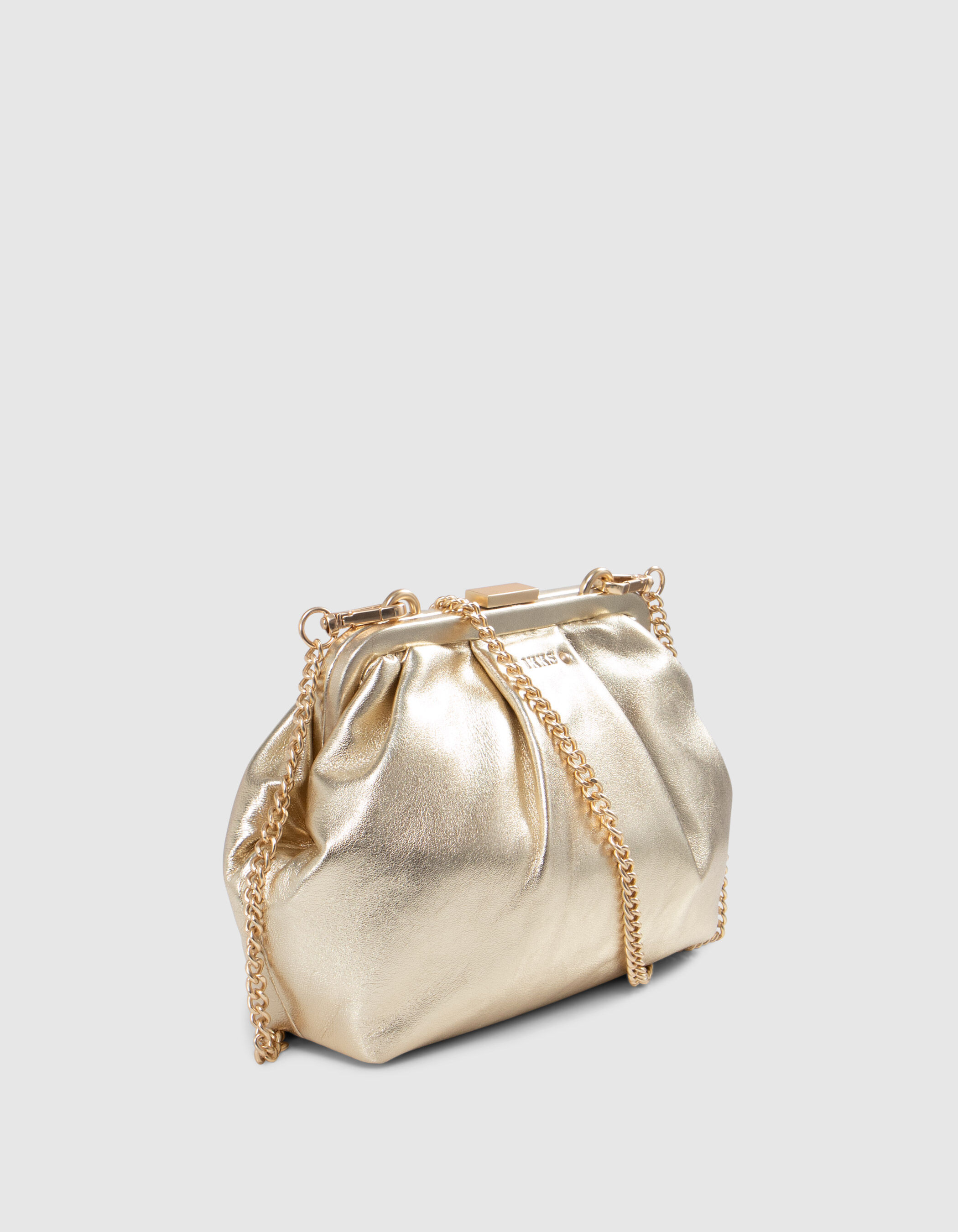Women s metallic gold leather pouch bag IKKS
