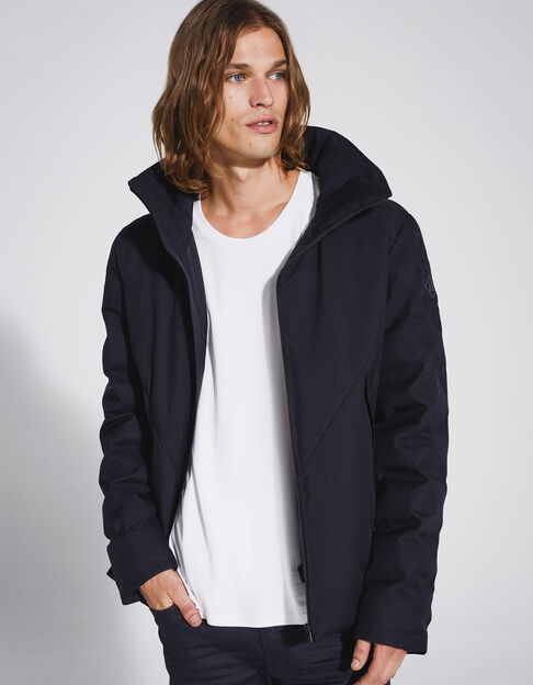 Men’s navy WATERPROOF jacket with hidden hood