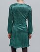 Robe émeraude métallisée plisssée Femme-3