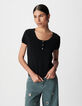 Women's fine black sequined button-down sweater-1
