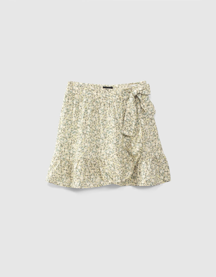 Jupe courte écrue imprimé fleurs Ecovero® fille -1