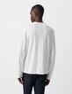 Wit T-shirt De Essential ronde hals lange mouwen Heren-3