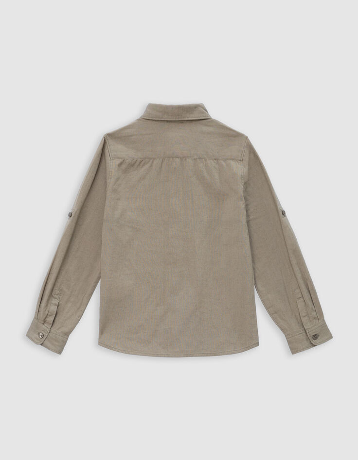 Chemise kaki mix coton et lin garçon-4