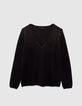 Pull noir tricot pailleté haut du corps Femme-1
