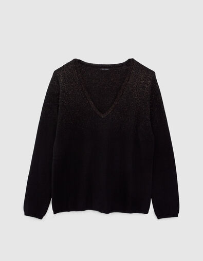 Pull noir tricot pailleté haut du corps Femme - IKKS